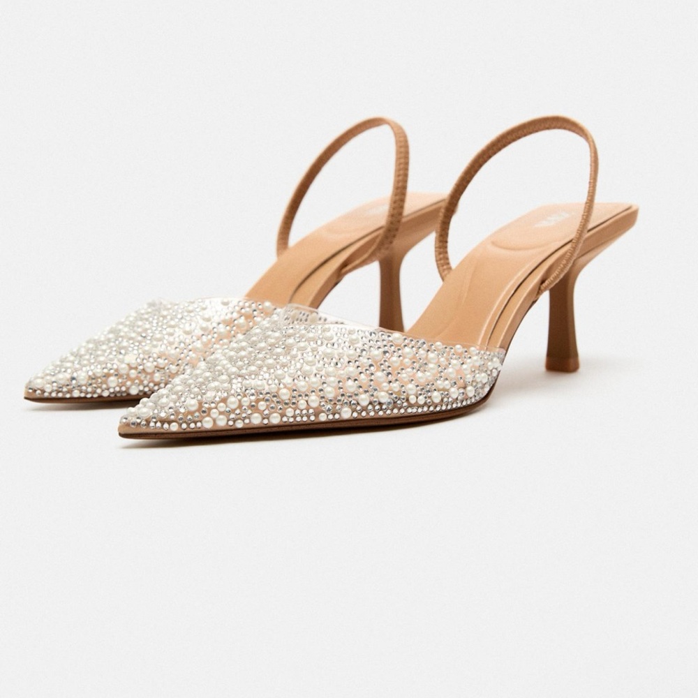 Zara pearl kitten heels